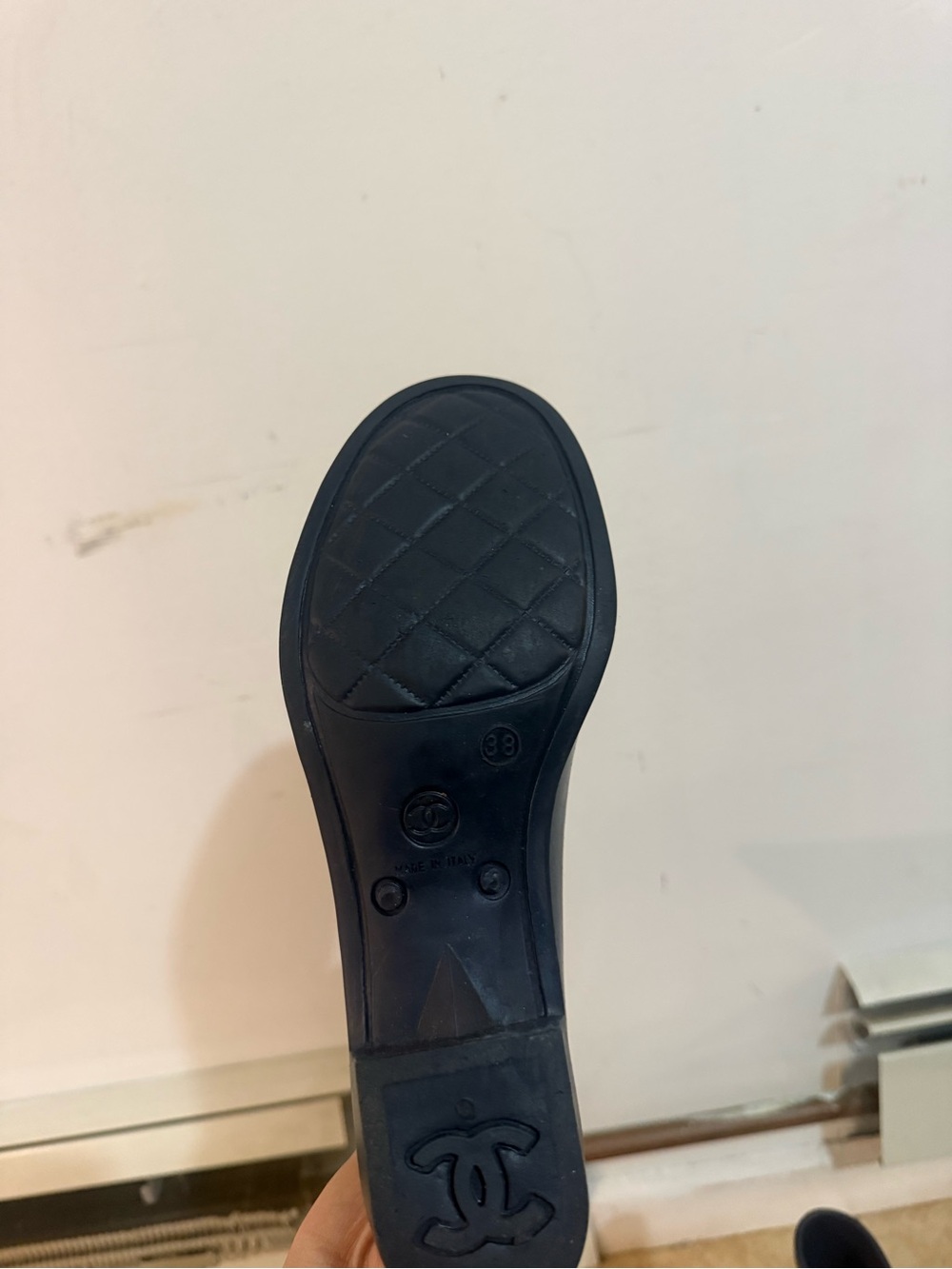 Chanel navy rain boots with Camillah flower accents - Picture 8 of 8